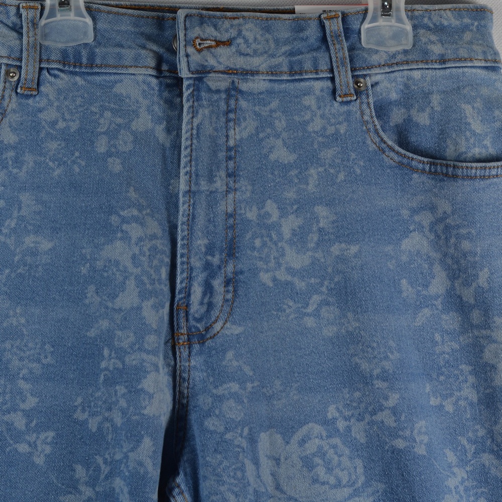 Flowered Blue Jeans Straight Leg SZ 14 NWT